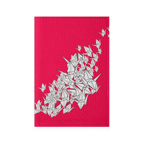 Обложка для паспорта матовая кожа с принтом 1000 Cranes в Белгороде, натуральная матовая кожа | размер 19,3 х 13,7 см; прозрачные пластиковые крепления | 1000 cranes | cranes | paper | бумага | бумажные | журавли | журавлики | оригами