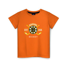 Детская футболка хлопок с принтом Bruins в Белгороде, 100% хлопок | круглый вырез горловины, полуприлегающий силуэт, длина до линии бедер | boston bruins | bruins | спорт | хоккей