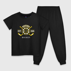 Детская пижама хлопок с принтом Bruins в Белгороде, 100% хлопок |  брюки и футболка прямого кроя, без карманов, на брюках мягкая резинка на поясе и по низу штанин
 | boston bruins | bruins | спорт | хоккей