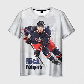 Мужская футболка 3D с принтом Ник Фолиньо в Белгороде, 100% полиэфир | прямой крой, круглый вырез горловины, длина до линии бедер | капитан | ник фолиньо | спорт | хоккей