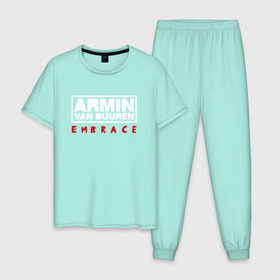 Мужская пижама хлопок с принтом Armin van Buuren Embrace в Белгороде, 100% хлопок | брюки и футболка прямого кроя, без карманов, на брюках мягкая резинка на поясе и по низу штанин
 | armin van buuren | embrace | trance | только для личный витринarmin