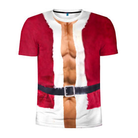 Мужская футболка 3D спортивная с принтом Костюм Деда Мороза в Белгороде, 100% полиэстер с улучшенными характеристиками | приталенный силуэт, круглая горловина, широкие плечи, сужается к линии бедра | christmas | new year | дед мороз | костюм | с новым годом | санта клаус | тело | торс