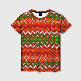 Женская футболка 3D с принтом Свитер в Белгороде, 100% полиэфир ( синтетическое хлопкоподобное полотно) | прямой крой, круглый вырез горловины, длина до линии бедер | new year | sweater | winter | зима | новый год | рождество | с новым годом | сhristmas | свитер