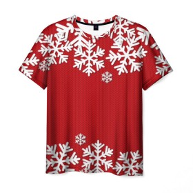 Мужская футболка 3D с принтом Снежинки в Белгороде, 100% полиэфир | прямой крой, круглый вырез горловины, длина до линии бедер | new year | snowflake | sweater | winter | зима | новый год | рождество | с новым годом | сhristmas | свитер | снежинка