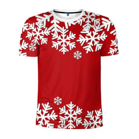 Мужская футболка 3D спортивная с принтом Снежинки в Белгороде, 100% полиэстер с улучшенными характеристиками | приталенный силуэт, круглая горловина, широкие плечи, сужается к линии бедра | new year | snowflake | sweater | winter | зима | новый год | рождество | с новым годом | сhristmas | свитер | снежинка