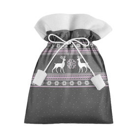 Подарочный 3D мешок с принтом Свитер с оленями в Белгороде, 100% полиэстер | Размер: 29*39 см | Тематика изображения на принте: deer | new year | sweater | winter | зима | новый год | олени | рождество | сhristmas | свитер