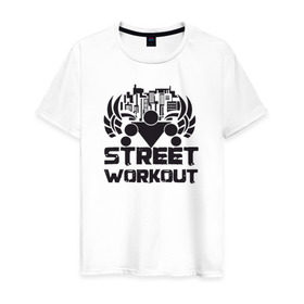 Мужская футболка хлопок с принтом Street workout в Белгороде, 100% хлопок | прямой крой, круглый вырез горловины, длина до линии бедер, слегка спущенное плечо. | Тематика изображения на принте: street | workout
