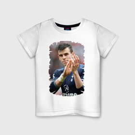 Детская футболка хлопок с принтом Gareth Bale в Белгороде, 100% хлопок | круглый вырез горловины, полуприлегающий силуэт, длина до линии бедер | Тематика изображения на принте: gareth bale | бэйл гарет | реал мадрид | футбол