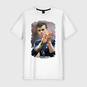 Мужская футболка премиум с принтом Gareth Bale в Белгороде, 92% хлопок, 8% лайкра | приталенный силуэт, круглый вырез ворота, длина до линии бедра, короткий рукав | Тематика изображения на принте: gareth bale | бэйл гарет | реал мадрид | футбол