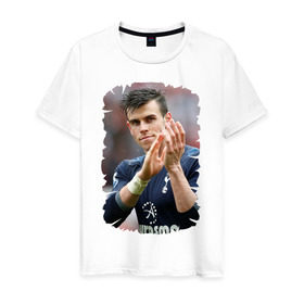 Мужская футболка хлопок с принтом Gareth Bale в Белгороде, 100% хлопок | прямой крой, круглый вырез горловины, длина до линии бедер, слегка спущенное плечо. | Тематика изображения на принте: gareth bale | бэйл гарет | реал мадрид | футбол