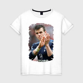 Женская футболка хлопок с принтом Gareth Bale в Белгороде, 100% хлопок | прямой крой, круглый вырез горловины, длина до линии бедер, слегка спущенное плечо | gareth bale | бэйл гарет | реал мадрид | футбол