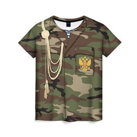 Женская футболка 3D с принтом Армейская форма в Белгороде, 100% полиэфир ( синтетическое хлопкоподобное полотно) | прямой крой, круглый вырез горловины, длина до линии бедер | 23 | армейская | армия | дембель | защитник | камуфляж | отечества | солдат | тельняшка | февраля | форма