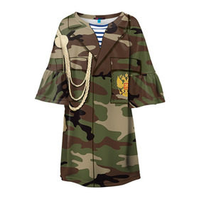 Детское платье 3D с принтом Армейская форма в Белгороде, 100% полиэстер | прямой силуэт, чуть расширенный к низу. Круглая горловина, на рукавах — воланы | 23 | армейская | армия | дембель | защитник | камуфляж | отечества | солдат | тельняшка | февраля | форма