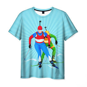 Мужская футболка 3D с принтом Биатлон в Белгороде, 100% полиэфир | прямой крой, круглый вырез горловины, длина до линии бедер | biathlon | sport | winter | биатлон | биатлонисты | зимние виды спорта | спорт | стрельба