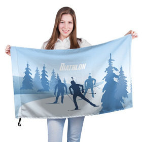 Флаг 3D с принтом Биатлон в Белгороде, 100% полиэстер | плотность ткани — 95 г/м2, размер — 67 х 109 см. Принт наносится с одной стороны | biathlon | sport | winter | биатлон | биатлонисты | зимние виды спорта | спорт | стрельба