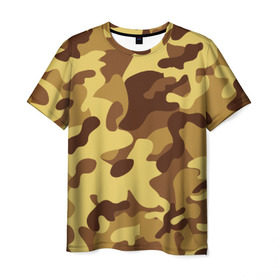 Мужская футболка 3D с принтом Пустынный камуфляж в Белгороде, 100% полиэфир | прямой крой, круглый вырез горловины, длина до линии бедер | camo | camouflage | military | камо