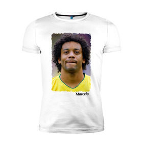 Мужская футболка премиум с принтом Марсело (Marcelo) в Белгороде, 92% хлопок, 8% лайкра | приталенный силуэт, круглый вырез ворота, длина до линии бедра, короткий рукав | бразилия