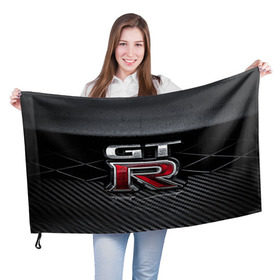 Флаг 3D с принтом Nissan GTR в Белгороде, 100% полиэстер | плотность ткани — 95 г/м2, размер — 67 х 109 см. Принт наносится с одной стороны | gtr | nismo | nissan | nissan gtr | гтр | низмо | ниссан