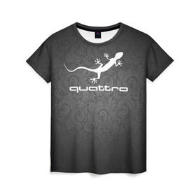 Женская футболка 3D с принтом Audi qauttro в Белгороде, 100% полиэфир ( синтетическое хлопкоподобное полотно) | прямой крой, круглый вырез горловины, длина до линии бедер | audi | audi qauttro | qauttro | ауди | ауди кватро | кватро