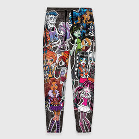 Мужские брюки 3D с принтом Monster High в Белгороде, 100% полиэстер | манжеты по низу, эластичный пояс регулируется шнурком, по бокам два кармана без застежек, внутренняя часть кармана из мелкой сетки | монстер хай