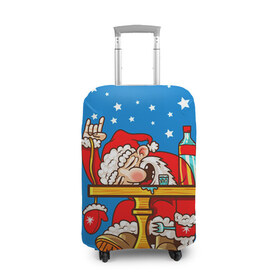 Чехол для чемодана 3D с принтом Дед мороз в Белгороде, 86% полиэфир, 14% спандекс | двустороннее нанесение принта, прорези для ручек и колес | happy new year | new year | santa | santa claus | дед мороз | новый год | с новым годом | санта клаус | снежинки