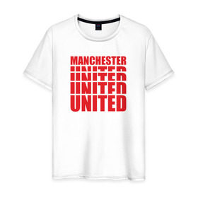 Мужская футболка хлопок с принтом Manchester United red в Белгороде, 100% хлопок | прямой крой, круглый вырез горловины, длина до линии бедер, слегка спущенное плечо. | manchester | united | манчестер | юнайтед