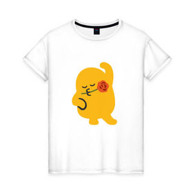 Женская футболка хлопок с принтом Mi-mi в Белгороде, 100% хлопок | прямой крой, круглый вырез горловины, длина до линии бедер, слегка спущенное плечо | супер для тех у кого отличное настроениесмайлики swag emoji