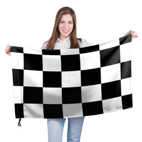 Флаг 3D с принтом Клетка в Белгороде, 100% полиэстер | плотность ткани — 95 г/м2, размер — 67 х 109 см. Принт наносится с одной стороны | белый | черно белый | черный | шахматная