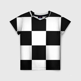 Детская футболка 3D с принтом Клетка в Белгороде, 100% гипоаллергенный полиэфир | прямой крой, круглый вырез горловины, длина до линии бедер, чуть спущенное плечо, ткань немного тянется | белый | черно белый | черный | шахматная