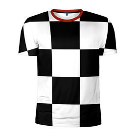 Мужская футболка 3D спортивная с принтом Клетка в Белгороде, 100% полиэстер с улучшенными характеристиками | приталенный силуэт, круглая горловина, широкие плечи, сужается к линии бедра | Тематика изображения на принте: белый | черно белый | черный | шахматная