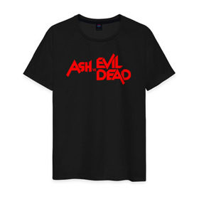 Мужская футболка хлопок с принтом ASH VS EVIL DEAD в Белгороде, 100% хлопок | прямой крой, круглый вырез горловины, длина до линии бедер, слегка спущенное плечо. | эш против мертвецов