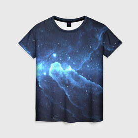 Женская футболка 3D с принтом Космос в Белгороде, 100% полиэфир ( синтетическое хлопкоподобное полотно) | прямой крой, круглый вырез горловины, длина до линии бедер | галактика | звезды | туманность