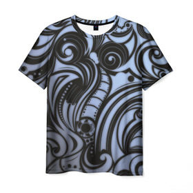 Мужская футболка 3D с принтом Art в Белгороде, 100% полиэфир | прямой крой, круглый вырез горловины, длина до линии бедер | орнамент | растительный | черный