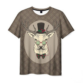 Мужская футболка 3D с принтом Deer в Белгороде, 100% полиэфир | прямой крой, круглый вырез горловины, длина до линии бедер | 2016 | christmas | deer | год | новогодний | новый | олень | рождественский | с новым годом