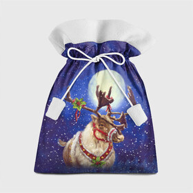 Подарочный 3D мешок с принтом Christmas deer в Белгороде, 100% полиэстер | Размер: 29*39 см | Тематика изображения на принте: 2016 | christmas | deer | год | новогодний | новый | олень | рождественский | с новым годом