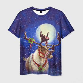 Мужская футболка 3D с принтом Christmas deer в Белгороде, 100% полиэфир | прямой крой, круглый вырез горловины, длина до линии бедер | 2016 | christmas | deer | год | новогодний | новый | олень | рождественский | с новым годом