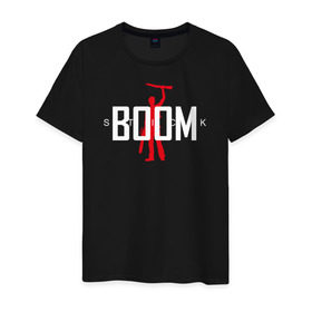 Мужская футболка хлопок с принтом Boom Stick в Белгороде, 100% хлопок | прямой крой, круглый вырез горловины, длина до линии бедер, слегка спущенное плечо. | 