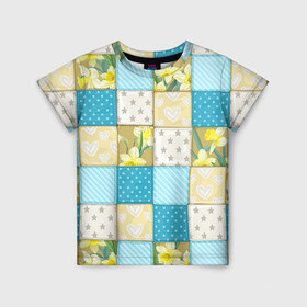 Детская футболка 3D с принтом Лоскутное шитьё в Белгороде, 100% гипоаллергенный полиэфир | прямой крой, круглый вырез горловины, длина до линии бедер, чуть спущенное плечо, ткань немного тянется | лоскут | одежда | текстура | ткань | шитьё