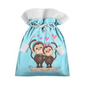Подарочный 3D мешок с принтом Обезьянки в Белгороде, 100% полиэстер | Размер: 29*39 см | 2016 | год | любовь | мартышка | новый | обезьяна | с новым год