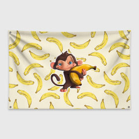 Флаг-баннер с принтом Обезьяна с бананом в Белгороде, 100% полиэстер | размер 67 х 109 см, плотность ткани — 95 г/м2; по краям флага есть четыре люверса для крепления | мартышка | обезьяна