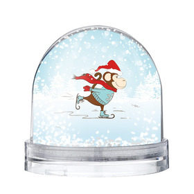 Снежный шар с принтом Обезьяна на коньках в Белгороде, Пластик | Изображение внутри шара печатается на глянцевой фотобумаге с двух сторон | 2016 | год | ёлки | коньки | мартышка | новый | обезьяна | с новым год
