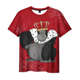 Мужская футболка 3D с принтом Обезьяна король в Белгороде, 100% полиэфир | прямой крой, круглый вырез горловины, длина до линии бедер | 2016 | год | король | корона | мартышка | новый | обезьяна | с новым год
