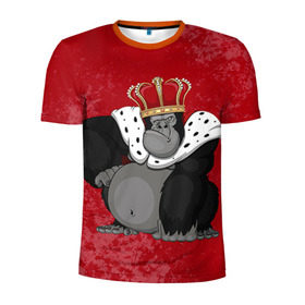 Мужская футболка 3D спортивная с принтом Обезьяна король в Белгороде, 100% полиэстер с улучшенными характеристиками | приталенный силуэт, круглая горловина, широкие плечи, сужается к линии бедра | Тематика изображения на принте: 2016 | год | король | корона | мартышка | новый | обезьяна | с новым год