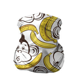 Бандана-труба 3D с принтом Обезьянки и бананы в Белгороде, 100% полиэстер, ткань с особыми свойствами — Activecool | плотность 150‒180 г/м2; хорошо тянется, но сохраняет форму | Тематика изображения на принте: банан