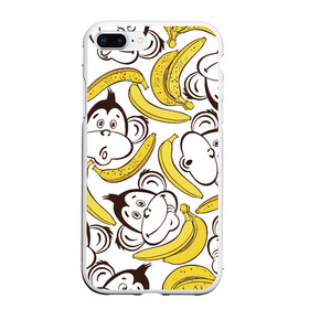 Чехол для iPhone 7Plus/8 Plus матовый с принтом Обезьянки и бананы в Белгороде, Силикон | Область печати: задняя сторона чехла, без боковых панелей | банан