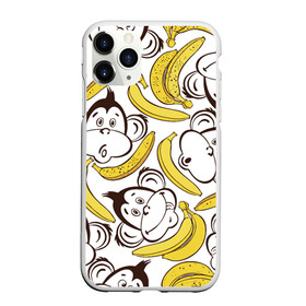 Чехол для iPhone 11 Pro матовый с принтом Обезьянки и бананы в Белгороде, Силикон |  | Тематика изображения на принте: банан