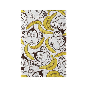 Обложка для паспорта матовая кожа с принтом Обезьянки и бананы в Белгороде, натуральная матовая кожа | размер 19,3 х 13,7 см; прозрачные пластиковые крепления | Тематика изображения на принте: банан