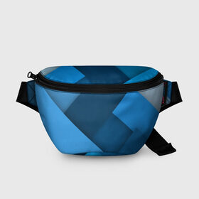 Поясная сумка 3D с принтом Абстракт в Белгороде, 100% полиэстер | плотная ткань, ремень с регулируемой длиной, внутри несколько карманов для мелочей, основное отделение и карман с обратной стороны сумки застегиваются на молнию | геометрия | синий