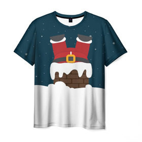 Мужская футболка 3D с принтом Санта в Белгороде, 100% полиэфир | прямой крой, круглый вырез горловины, длина до линии бедер | год | новогодний | новый | с новым годом | санта