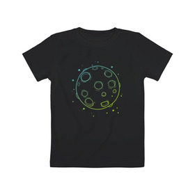 Детская футболка хлопок с принтом Moon в Белгороде, 100% хлопок | круглый вырез горловины, полуприлегающий силуэт, длина до линии бедер | луна | луна   стильный принт.moon | полная луна